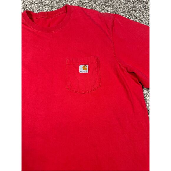 Carhartt Loose Fit Midweight Pocket Front Logo T-Shirt Short Sleeve Red Mens 2XL - Picture 4 of 9